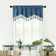 thumbnail image 2 of Short Drapes,Valances for Windows,Rod Pocket Scalloped Curtain Valance Lace Panels with Hanging Tassels for Farmhouse Kitchen Bedroom Window Treatments Drape(Light blue 60*16in)from ANMUYUM, 2 of 7