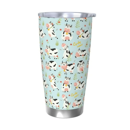 

Logiee Cute Cows Print 20OZ Car Cup with Lid Stainless Steel Vacuum Insulated Double Wall Travel Tumbler Durable Insulated Coffee Mug Thermal Cup with Straw-Without Straw