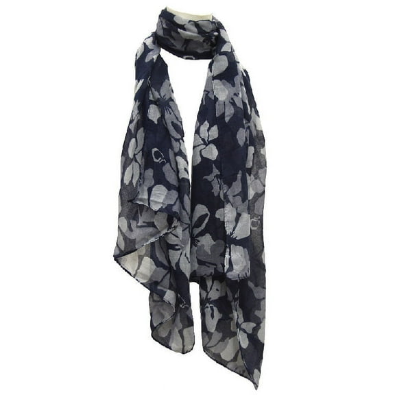 Gold Coast Women's Floral Printed Scarf in Navy/White