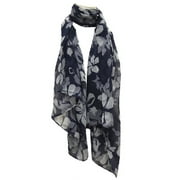 Gold Coast Women's Floral Printed Scarf in Navy/White