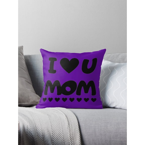 Ryan; I Love You Mom Throw Pillow – Heartfelt Mother’s Day Gift Cushion for Bedroom or Living Room, Soft Linen Cover, 18×18"