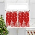 thumbnail image 2 of Christmas Tree Kitchen Curtain 2 Panels Set, Red Snowflakes Velvet Curtain for Kitchen Cafe Window, Winter Treatment Rod Pocket Thermal Insulated Room Darkening, 26x24 Inch, 2 of 6