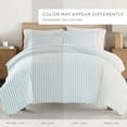 thumbnail image 4 of Noble Linens Light Blue Puffed Rugged Stripes 3-Piece Duvet Cover Set, Full/Queen, 4 of 13