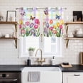 thumbnail image 2 of 2 Panels Kitchen Tier Curtains 39 Inch Length, Tulips Spring Floral Grommets Window Treatment Curtain, Flowers Butterfly Plaid Pastoral Thermal Curtains Drapes for Living Room/Bathroom, 2 of 9