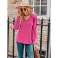 thumbnail image 2 of Weardear Puffy Sleeves Knit Tops for Women Long Sleeve Soft Sweater Pullover V Neck Lightweight Blouse, 2 of 5