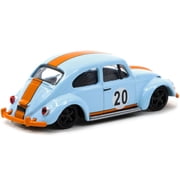 Volkswagen Beetle Low Ride #20 Light Blue and Orange Collaboration Model 1/64 Diecast Model Car by Schuco & Tarmac Works