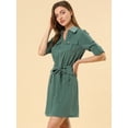 thumbnail image 3 of INSPIRE CHIC Robe Chemise à Manches Retroussables Multi-Poches avec Ceinture pour Femmes, 3 of 6