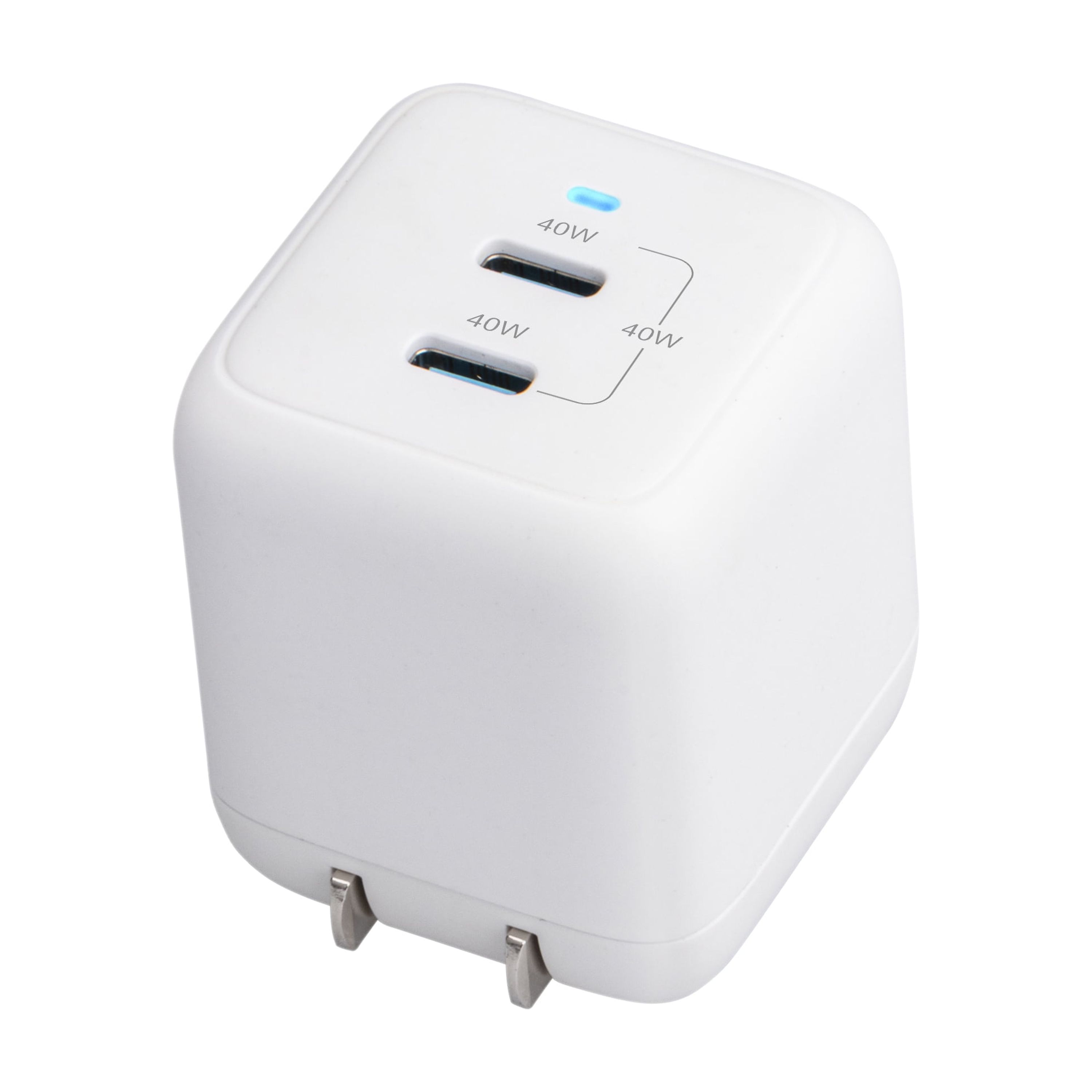 Cargador de pared onn de 40W con doble puerto USB-C, carga rápida, certificado USB-IF, enchufe plegable, blanco 2