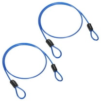 Uxcell 2-Pack Security Cable Lock, 1.64FT Coated Steel Luggage Lock Wire Rope with Double Loop [Blue]