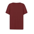 thumbnail image 4 of Blusa gráfica de manga corta para mujer: sudadera con estampado geométrico, cuello redondo, top informal elegante para salidas de verano y regalos., 4 of 5