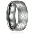 thumbnail image 3 of Mens Wedding Band in Stainless Steel 8MM Classic Domed Ring with Carved Florentine Design, 3 of 4