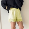 thumbnail image 3 of Ahabrexf Casual Shorts for Women,Fashionable Lace and Satin Elastic Waist Sleepwear Home Shorts with Flat Hem, 3 of 7