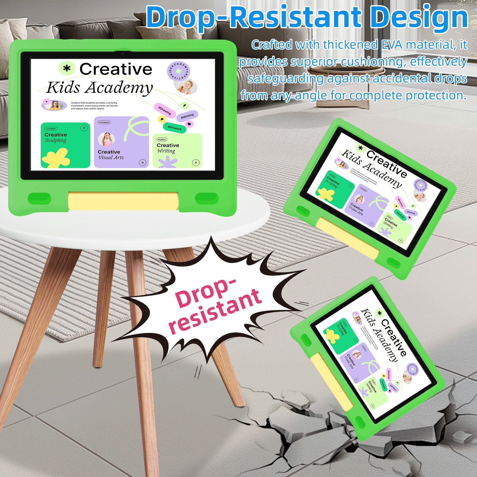 Kids Tablet, 10.1 inch IPS HD Touchscreen Android 14 64 GB Storage, 8GB RAM, Octa Core Tablet for Kid with Kid-Proof Case, Parental Controls, 12-hr Battery, WiFi, GPS – Green