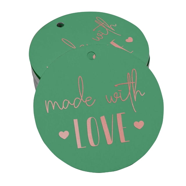 Inkdotpot Pack Of 50 Real Rose Gold Foil Paper Tags Made With Love Text Favor Hang Tags