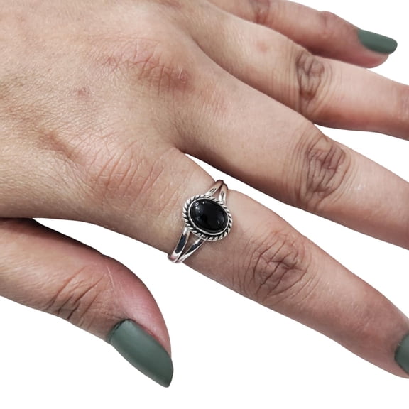 Natural Black Obsidian Ring, Black Onyx Gemstone Ring, December Birthstone, Adjustable Tiny Ring, Toe Ring, Solid 925 Silver, Womens Ring, Christmas, Twisted Boho Ring, Handmade Statement Jewelry