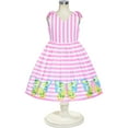 thumbnail image 4 of Robe Fille Rose Rayée Papillon Col en V Nœud Papillon 4 Ans, 4 of 6