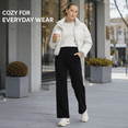 thumbnail image 5 of Feekit Women's Fleece Lined Wide Leg Yoga Pants, High Waisted Stretch Lounge Pants with 2 Deep Pockets, 5 of 8