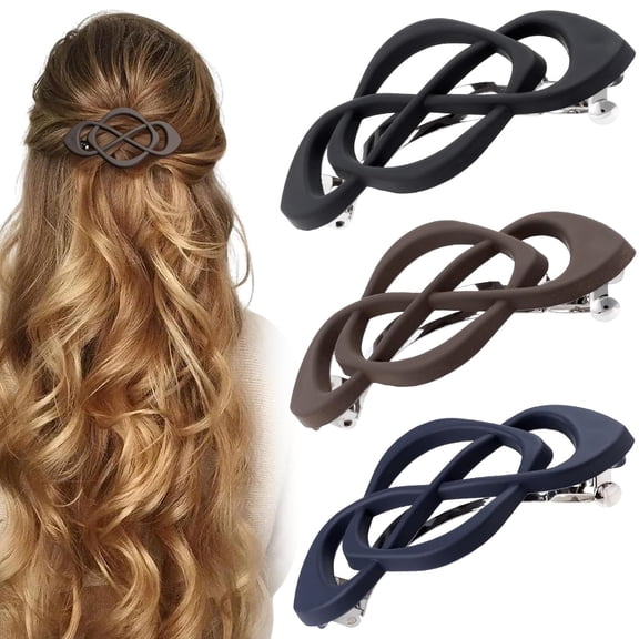 3 Pcs Vintage French Styling Hair Clips, Large Non-Slip Hair Barrettes for Women, Vintage Hair Barrettes, Barrette for Women, Hair Barrette forFine Hair (3 Colors)