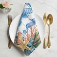 thumbnail image 2 of Seahorse Coastal Cloth Napkins, Summer Nautical Starfish Coral Grey Wooden Washable and Reusable Dinner Napkins Set of 6, Table Napkin for Kitchen Party Birthday Wedding Hotel Housewarming 20"x20", 2 of 9