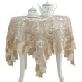 thumbnail image 1 of Nvzi Mantel de poliéster con encaje bordado, cuadrado, para fiestas, bodas, cocinas, comedores, decoración del hogar, 36 x 36 pulgadas, color beige, 1 of 4