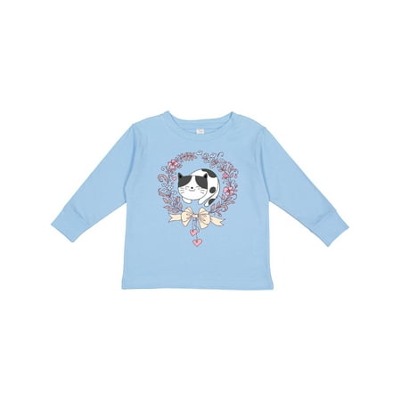 

Inktastic Cat Lover Gifts Flowered Wreath Gift Toddler Toddler Girl Long Sleeve T-Shirt