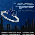thumbnail image 2 of Gem Stone King 14K White Gold Blue Created Sapphire Engagement Ring for Women | 1.28 Cttw | Oval 7X5MM | Gemstone September Birthstone | Size 9, 2 of 6