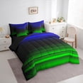 thumbnail image 3 of jejeloiu Vintage Striped Print 7pcs Bedding Comforter Set,Abstract Geometric Pattern Queen Bedding Sets,Green Black Blue Queen Sheet Sets For Adult,Breathable Home Decor Reversible, 3 of 8