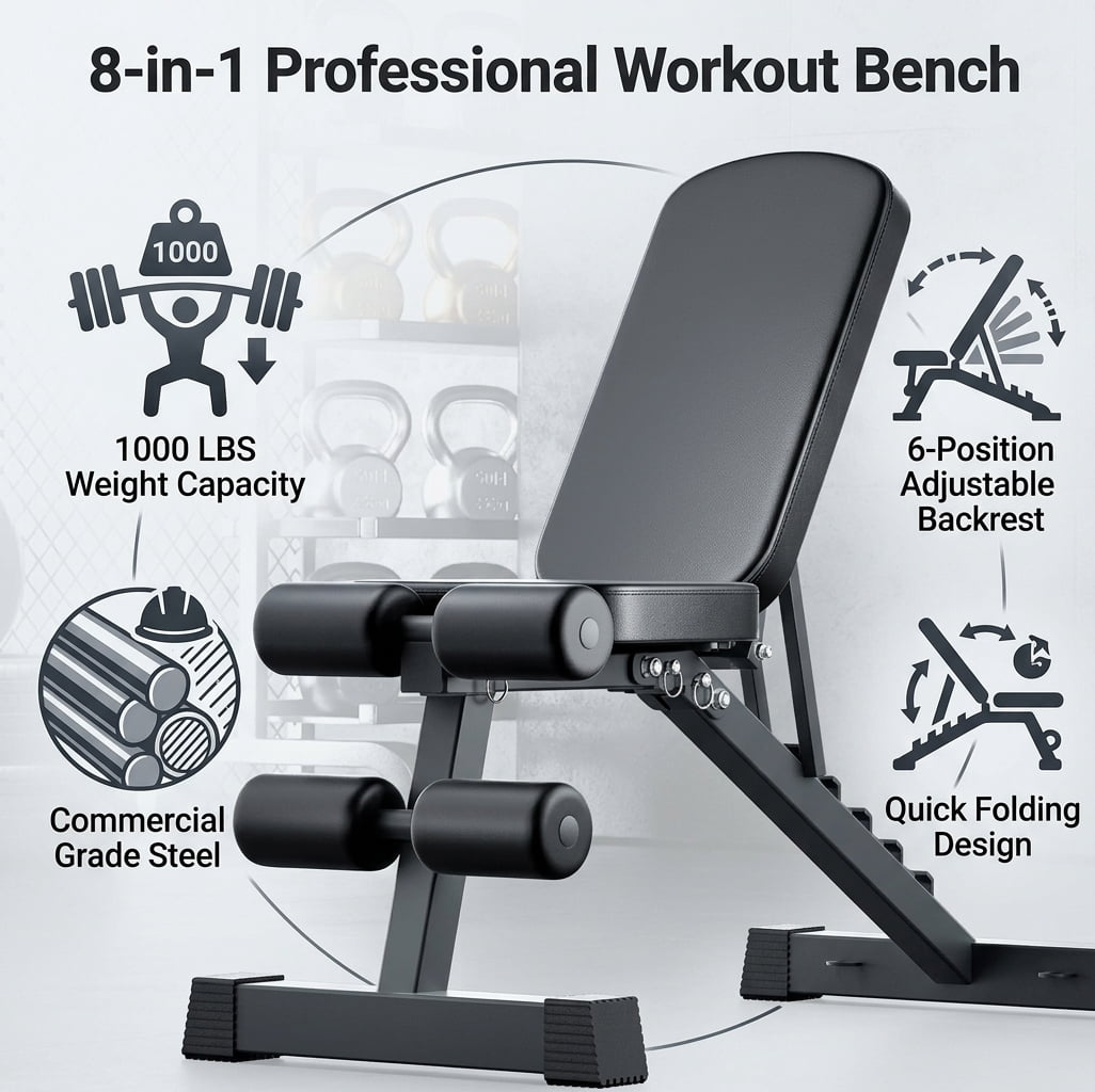 Adjustable Weight Bench Training Fitness Multiuse Dumbbell Bench