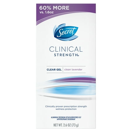 Secret Clinical Strength Antiperspirant and Deodorant for Women Clear Gel, Clean Lavender 2.6
