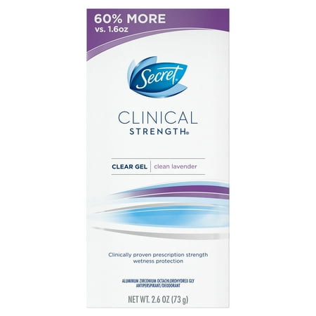 - Secret Clinical Strength Antiperspirant and Deodorant for Women Clear Gel, Clean Lavender 2.6 oz