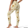 thumbnail image 2 of Xoenoiee Sunflower Daisy Bee Print High Waisted Yoga Leggings, 2 of 6