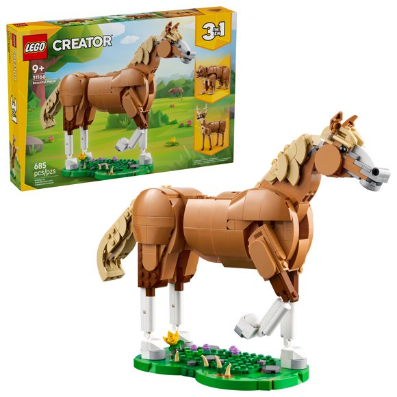 LEGO Creator 3 in 1 Beautiful Horse Building Toy for Kids - Building Blocks & Learning Toy for Girls & Boys, Ages 9+, - Create a Horse, Bear, or Deer Toy With 1 Set - Gift for Birthdays - 31166