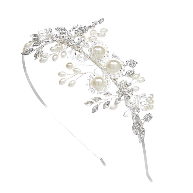 Diadema de novia de moda, elegante diadema con hojas de perla, decoración para el cabello de novia