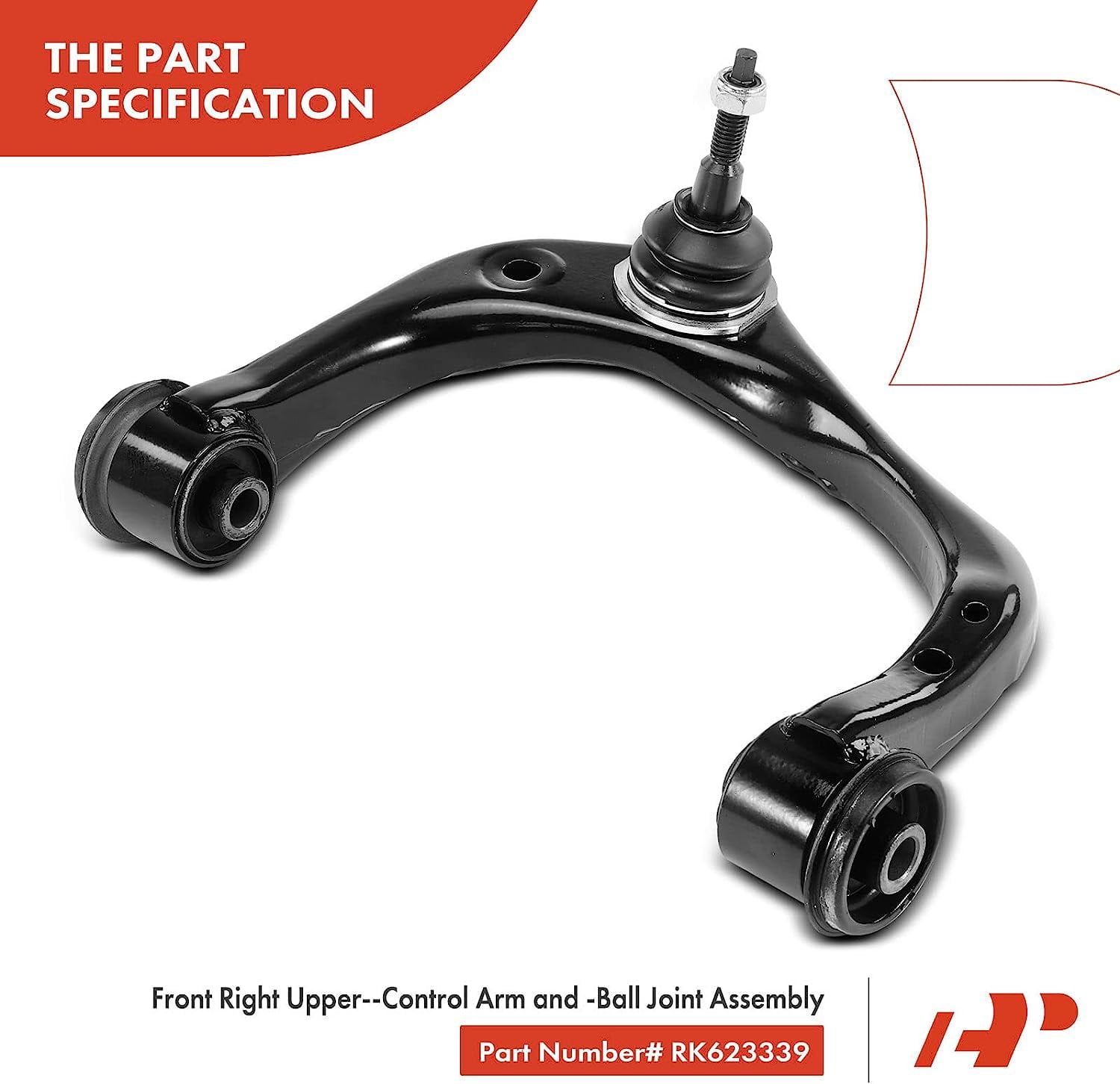 A-Premium Front Right Upper Control Arm with Ball Joint Compatible with Ford F-150 F150 2015-2020 Expedition Lincoln Navigator 2018-2021 Replace# JL1Z3084A, FL3Z3084B