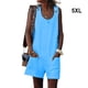 thumbnail image 5 of Sonducket Mono sin mangas con cuello para mujer, mono informal para caminar en la playa Vestidos Azul 5XL, 5 of 5