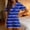 *Blue, variant on Women's Striped Pajama Set, Short Sleeve Button Down Top and Shorts Loungewear Pink,Women's Plus XXL