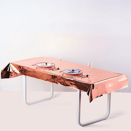 

BalsaCircle 40 x 90 Rose Gold Metallic Rectangular Disposable Plastic Tablecloth Tables