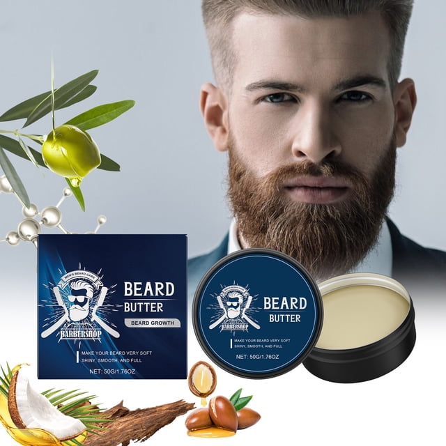 Beard Balm Strengthens & Softens Beards & Mustaches Leave In Conditioner Wax For Men 50G,Blue Beard Moisturizing
