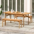 thumbnail image 4 of LEHOME Outdoor Acacia Wood Bench, 48” Patio Dining Bench with Slatted Seat, Backless Wooden Entryway Bench, Farmhouse Indoor Outdoor Furniture for Garden, Poolside, Park & Deck, 4 of 8