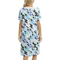 thumbnail image 5 of Xmarks Nightshirt Women's Short Sleeve V Neck Nightgown Sleepwear with Pockets Printed Loose Casual House Dress Knee Length Nightdress Short Sleeve Lounge Dress Loose Housecoat, S-2X, 5 of 6