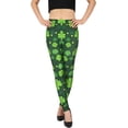 thumbnail image 4 of HDE Trendy Design Workout Leggings Fun Fashion Graphic Printed Cute Patterns Green 4 Leaf Clovers S, 4 of 6