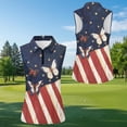 thumbnail image 5 of Aplkyhs Matching Couple Sport Shirts American Flag Butterfly Quarter Zip Golf Tennis Tank Top Women's Matching Hawaiian Golf Shirt for Couple Racerback Design, 5 of 6