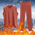thumbnail image 4 of Gibobby Ropa interior deportivo hombre Camisas térmicas sin mangas para mujer Cuello redondo Forro polar Camisetas sin mangas térmicas Chaleco Tops de invierno Tops delgados paquete（Rojo， XXL), 4 of 5