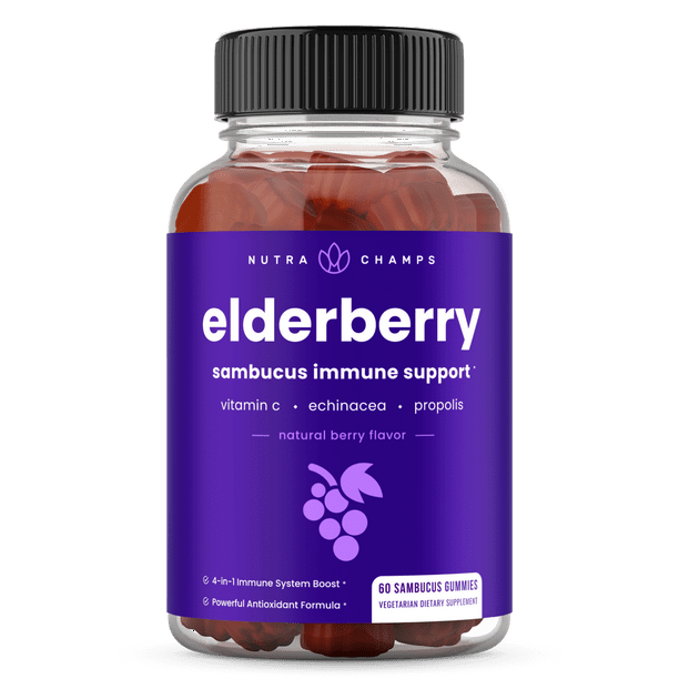NutraChamps Elderberry Gummies with Vitamin C, Propolis & Echinacea