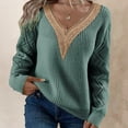 thumbnail image 1 of Suéter Suéter de punto para mujer, Top informal con encaje acanalado, Tops elegantes y cómodos Kuymtek Verde oliva T M para Mujer, 1 of 6