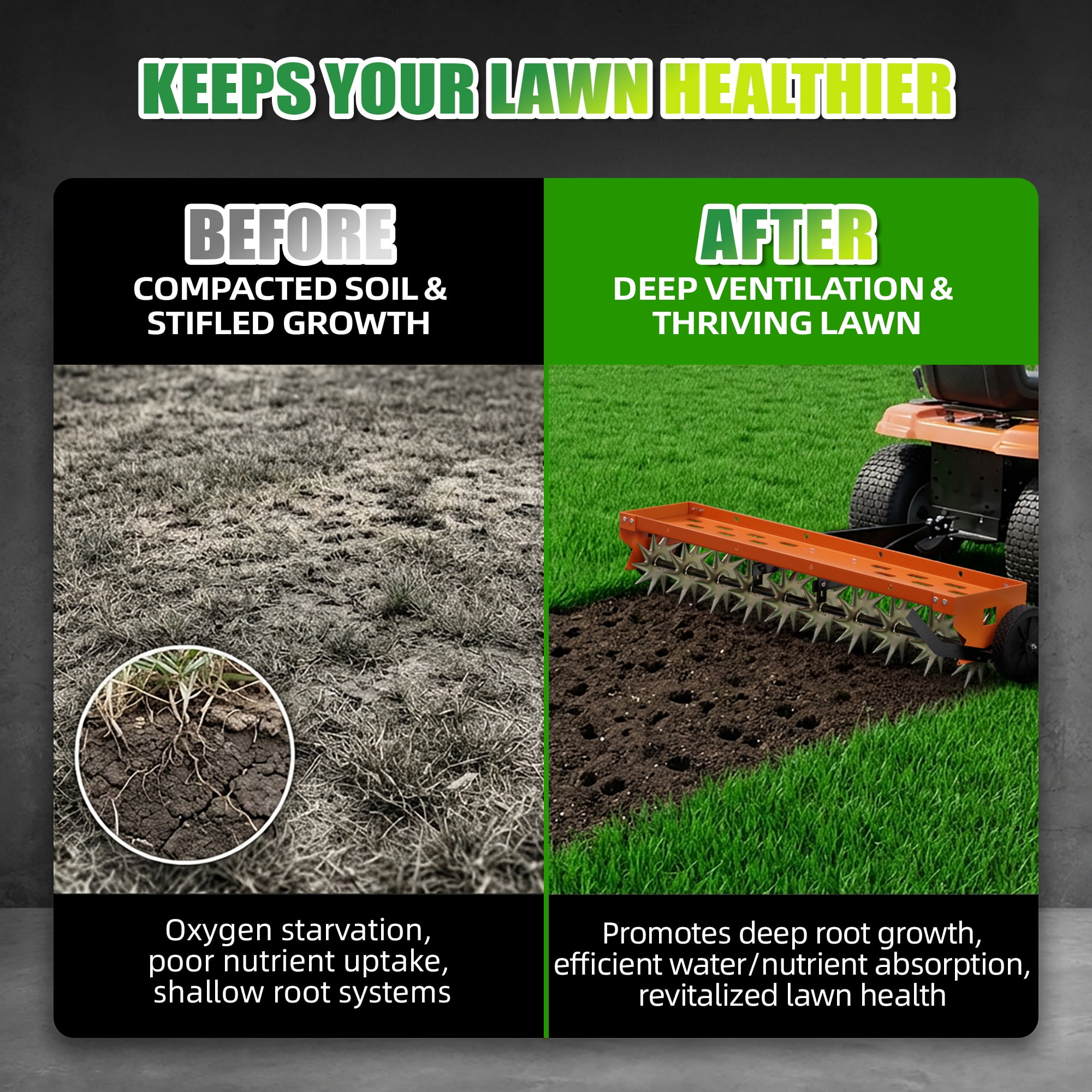 40" Spike Aerator Tow Behind Lawn Aerator Tow Behind w/Universal Hich for Garden,Orange