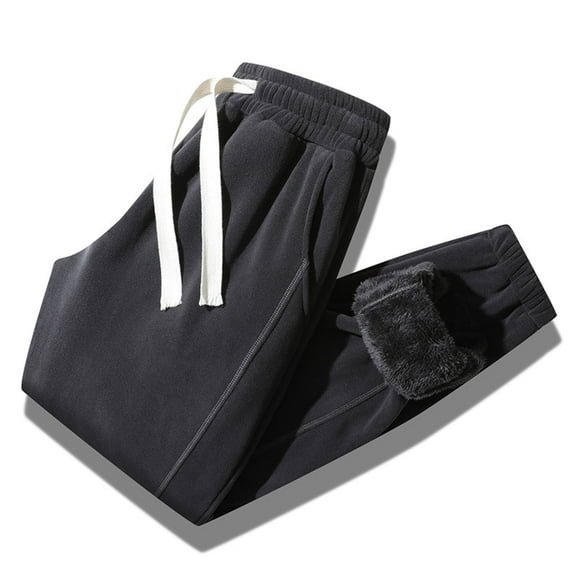 Fewfanhot Men's Pants Sherpa Lined Sweatpants Winter Warm Fleece Lined Sweatpants with Pockets Fleece Jogger Pants