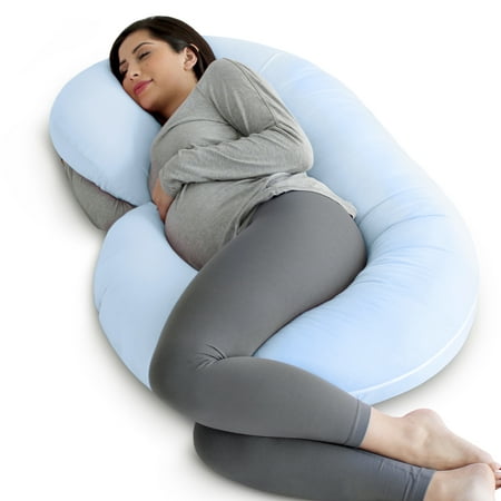 PharMeDoc Pregnancy Pillow with Soft Jersey Cover - C Shaped Body Pillow for Pregnant Women - Baby