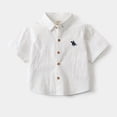 thumbnail image 2 of XAOFW Boys Back To School Shirts Short Sleeve Lapel Collar Button Down Graphic Shirts Kids Lightweight First Day Of School Shirts Comfortable Tops 18-24 Months, 2 of 4