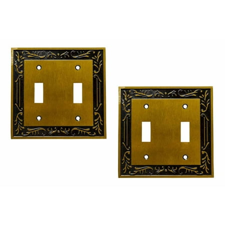 Double Gfci Solid Brass - 2 Victorian Switch Plate Double Toggle Antique Solid Brass | Renovator's Supply